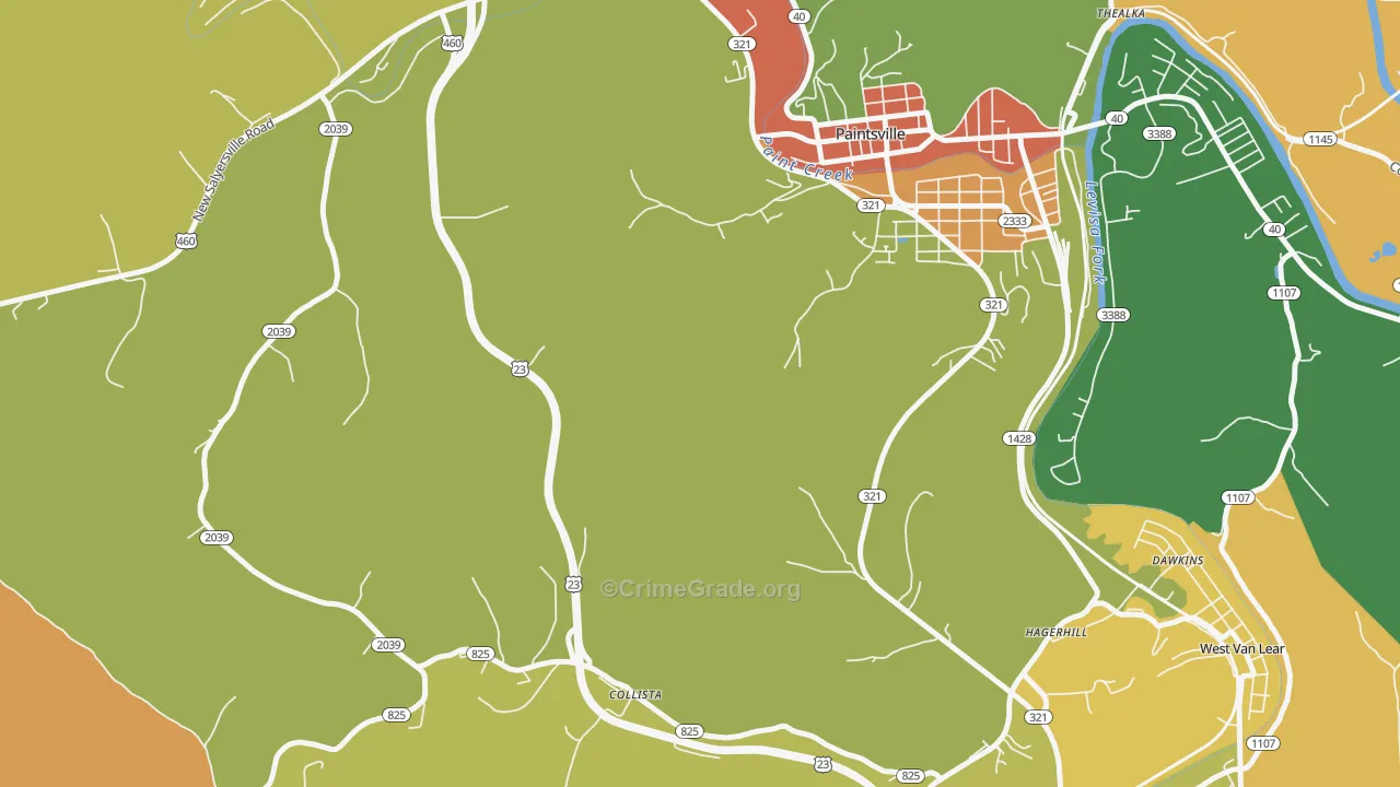 Collista, KY Map of Vandalism Rates