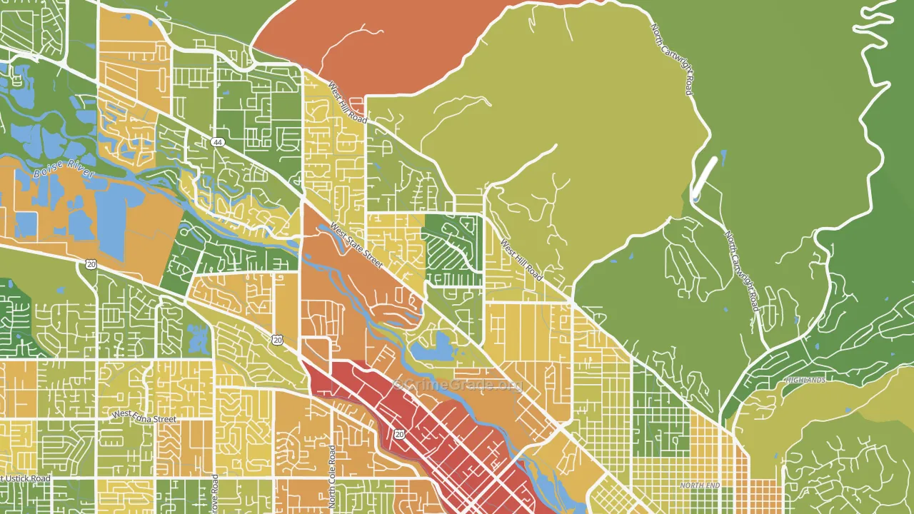Collister, Boise, ID Map of Vandalism Rates