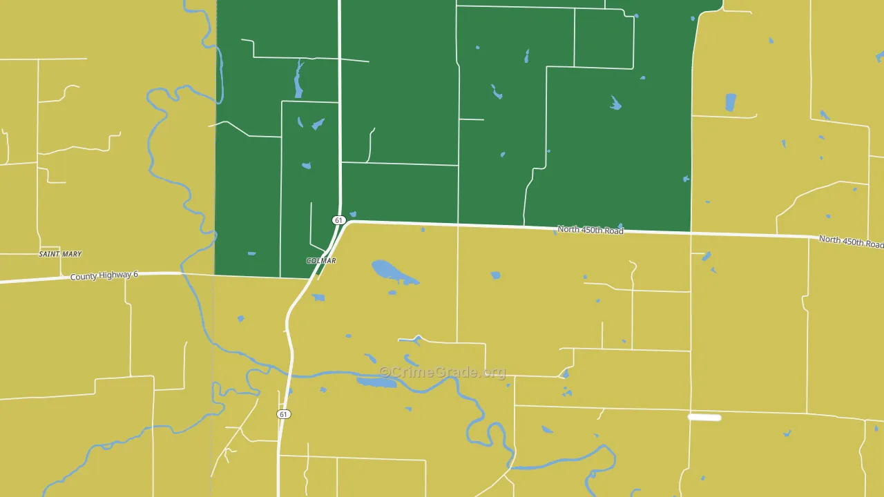 Colmar, IL Map of Vandalism Rates