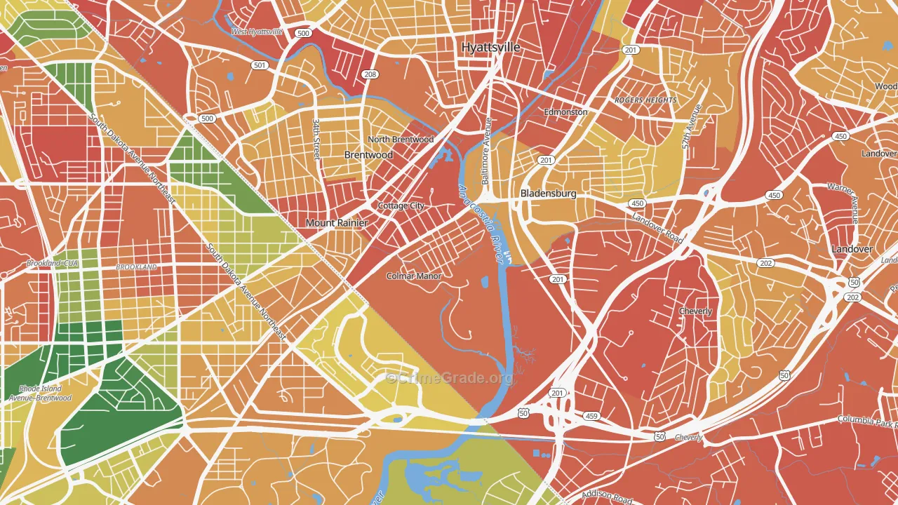 Colmar Manor, MD Map of Vandalism Rates