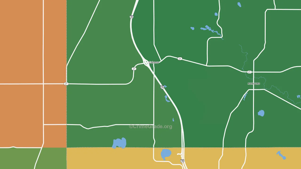 Coloma, WI Map of Vandalism Rates