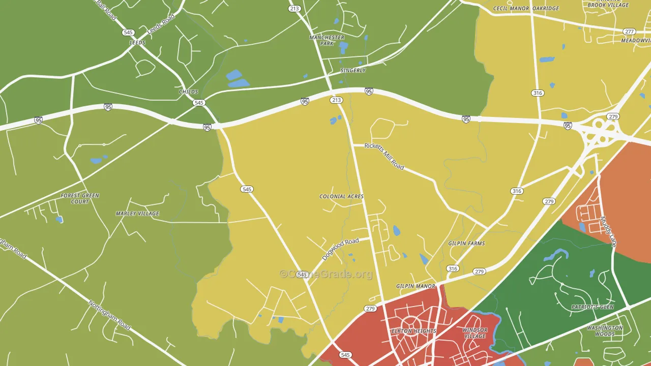 Colonial Acres, MD Map of Vandalism Rates
