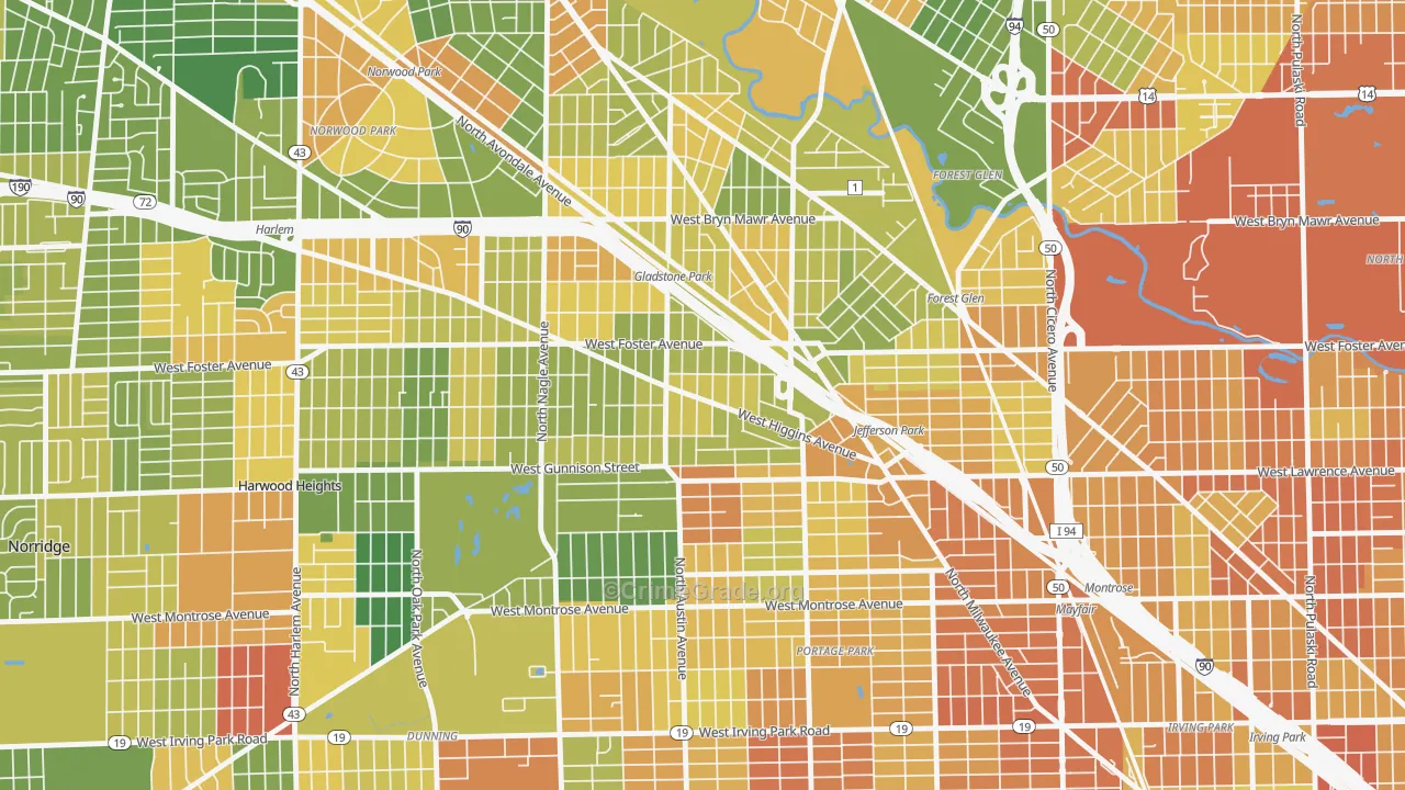 Colonial Gardens, Chicago, IL Map of Vandalism Rates