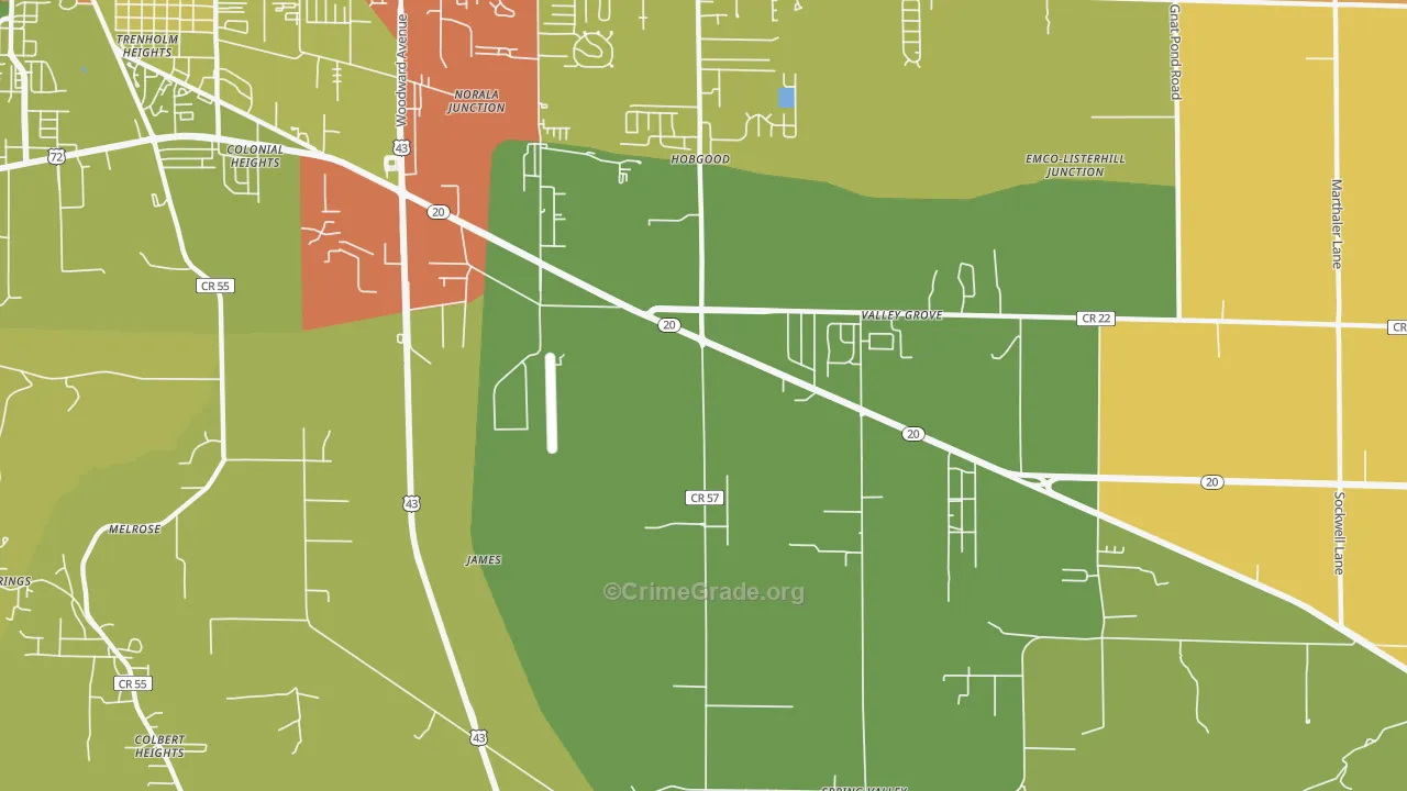 Colonial Heights, AL Map of Vandalism Rates