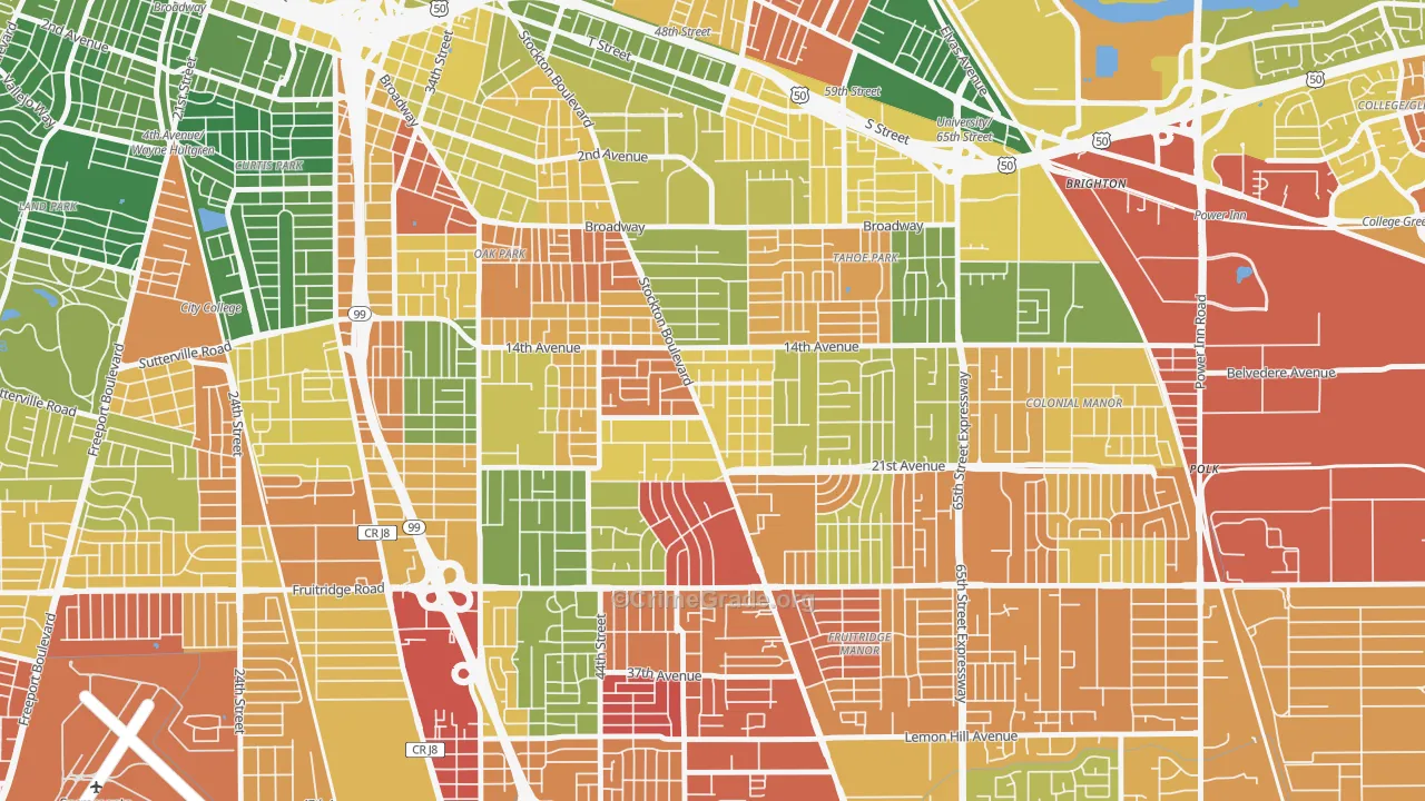 Colonial Heights, Sacramento, CA Map of Vandalism Rates