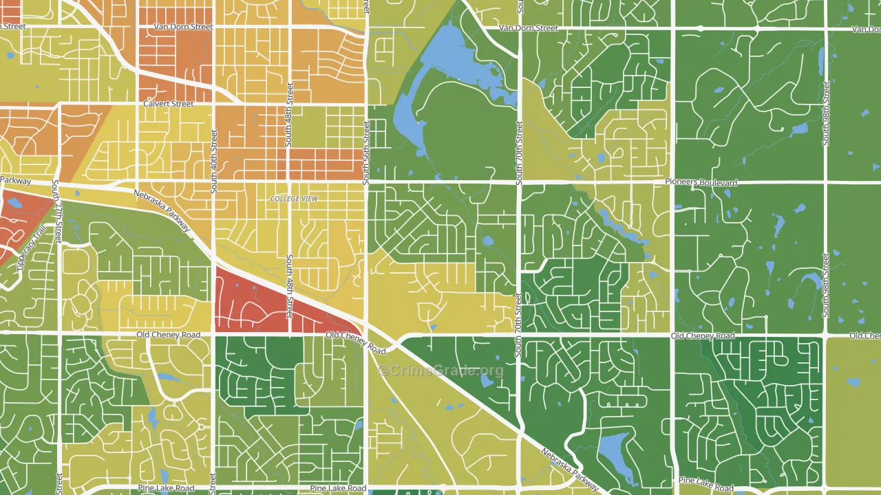 Colonial Hills, Lincoln, NE Map of Vandalism Rates