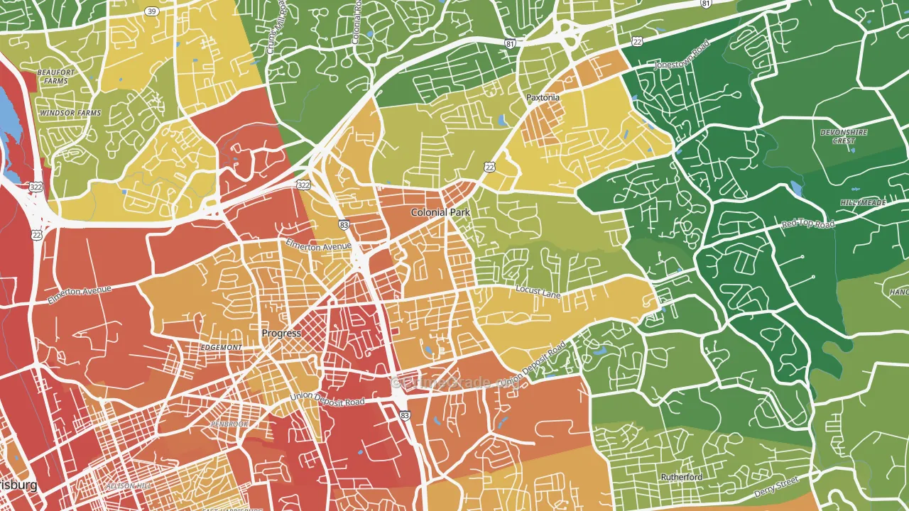 Colonial Park, PA Map of Vandalism Rates