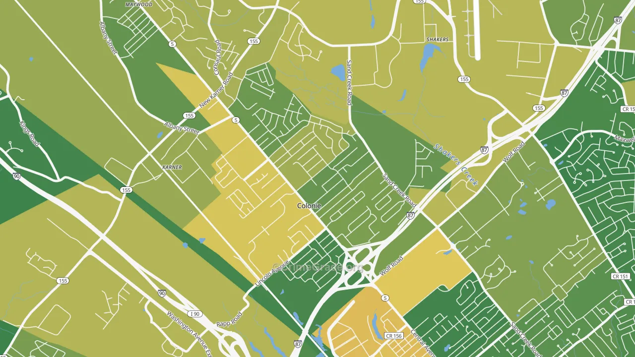 Colonie, NY Map of Vandalism Rates