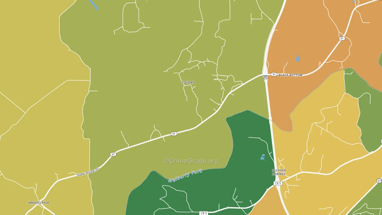 Colony, AL Map of Vandalism Rates