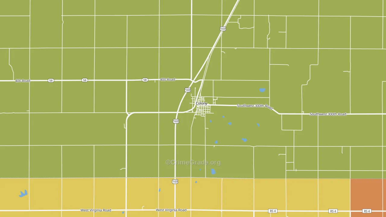Colony, KS Map of Vandalism Rates