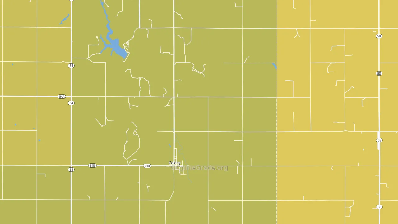 Colony, OK Map of Vandalism Rates