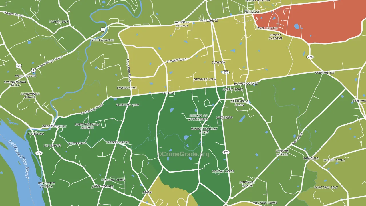 Colora, MD Map of Vandalism Rates
