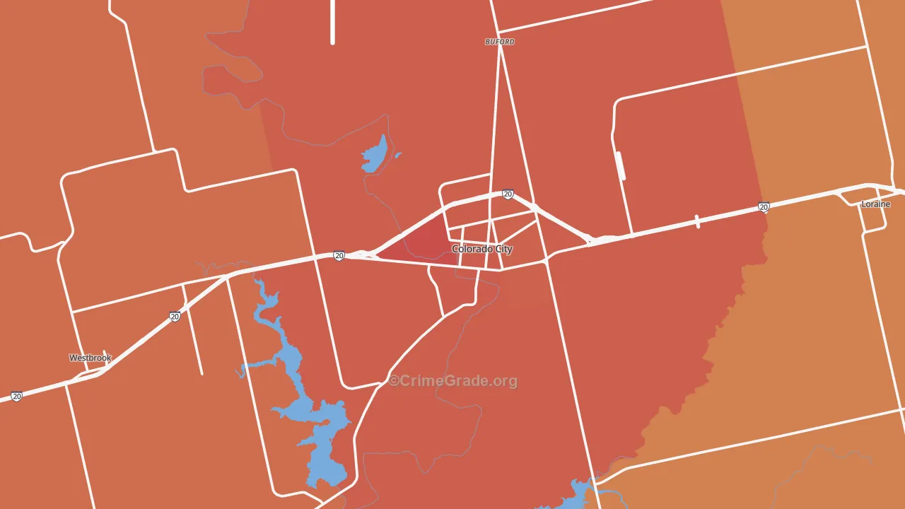 Colorado City, TX Map of Vandalism Rates