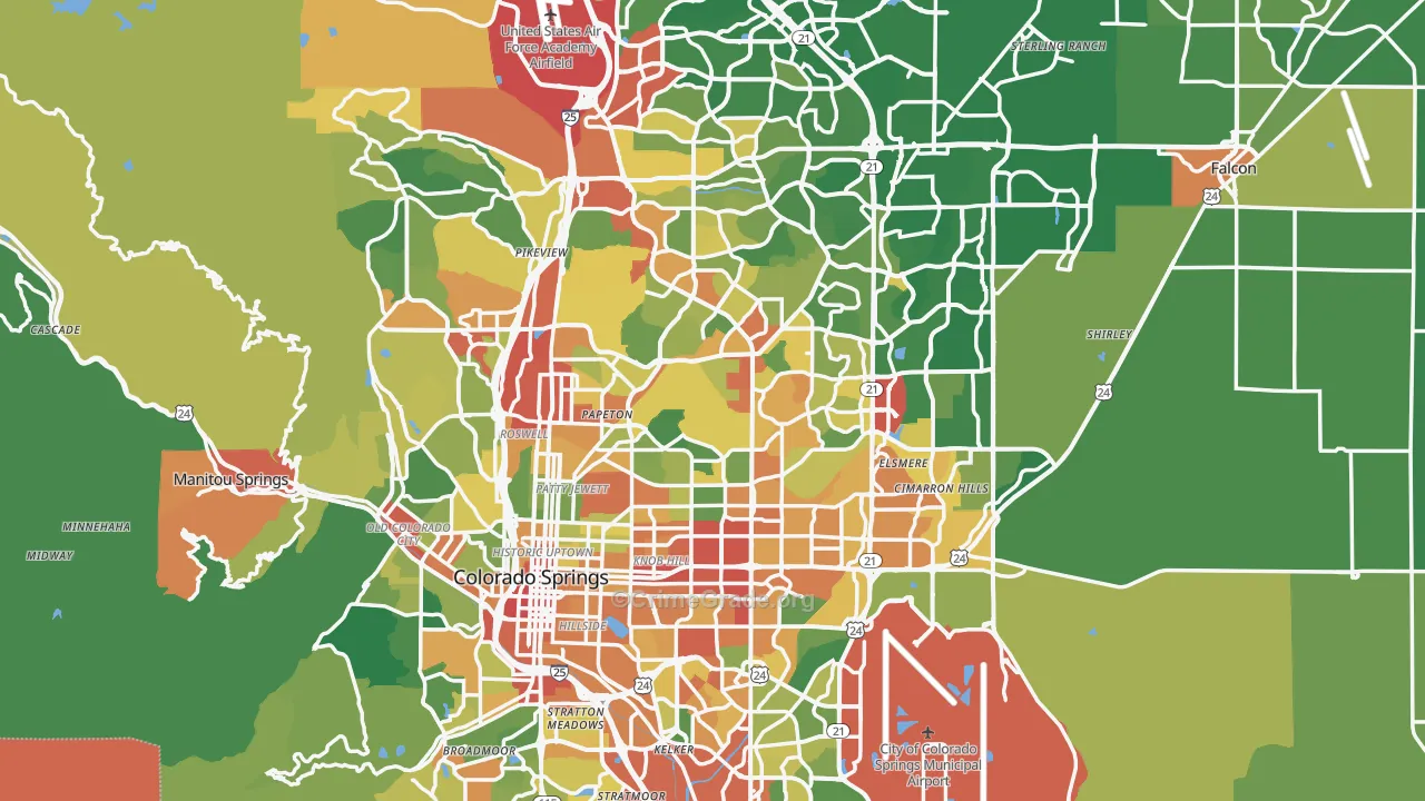 Colorado Springs, CO Map of Vandalism Rates