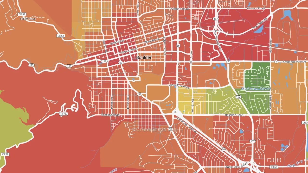 Colorado University, Boulder, CO Map of Vandalism Rates