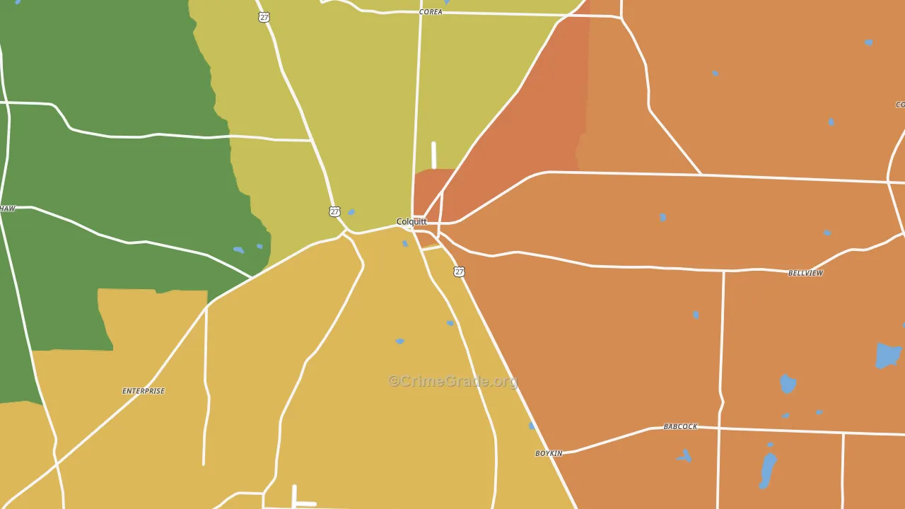 Colquitt, GA Map of Vandalism Rates
