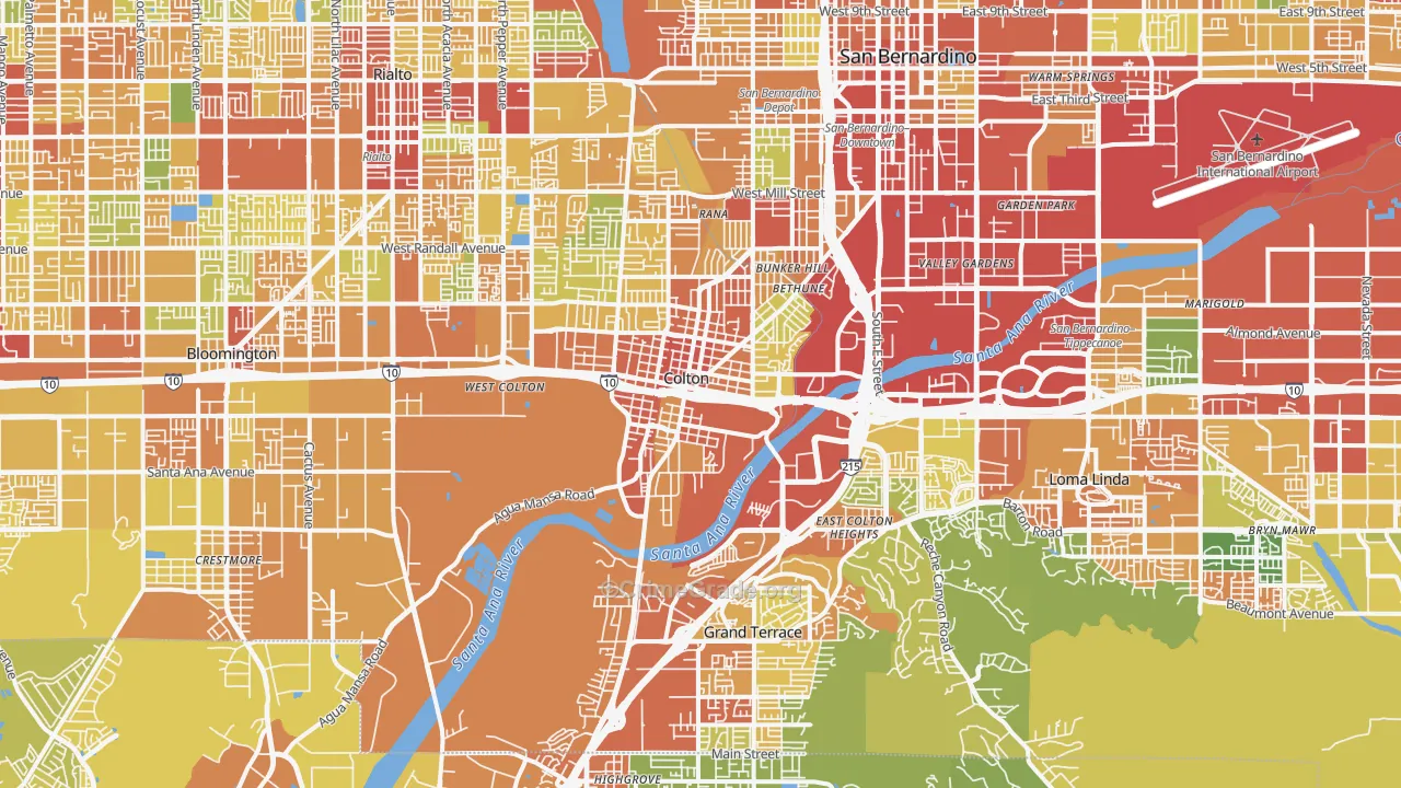 Colton, CA Map of Vandalism Rates