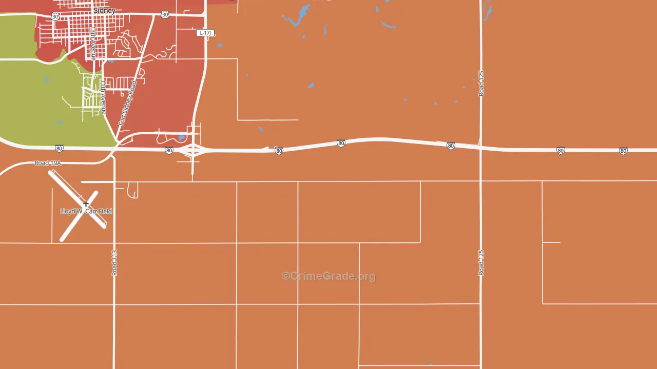 Colton, NE Map of Vandalism Rates