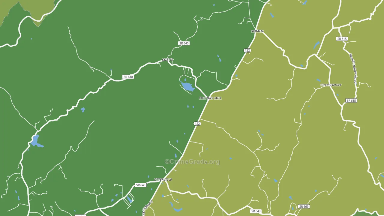 Coltons Mill, VA Map of Vandalism Rates