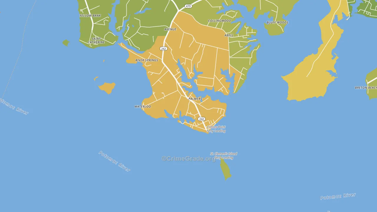 Coltons Point, MD Map of Vandalism Rates