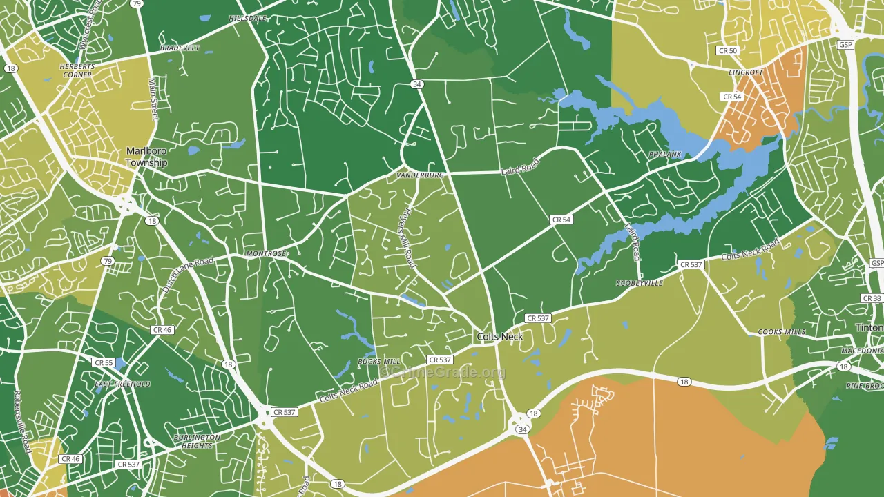 Colts Neck, NJ Map of Vandalism Rates