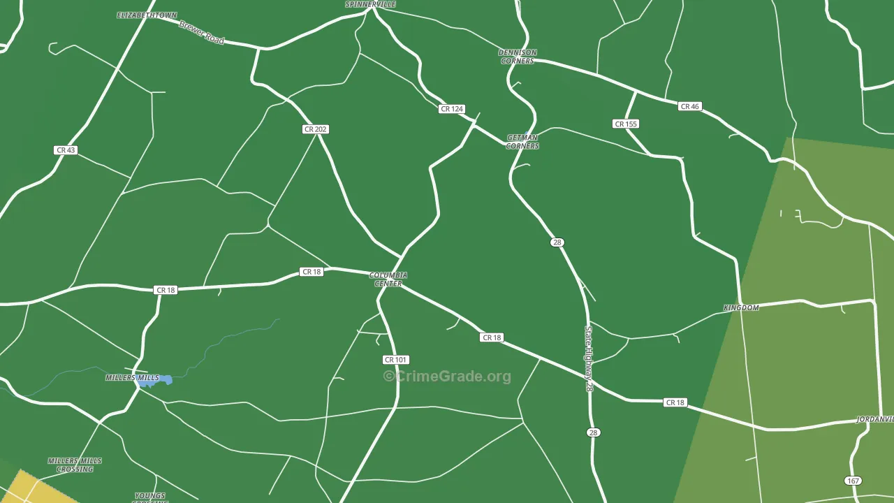 Columbia Center, NY Map of Vandalism Rates