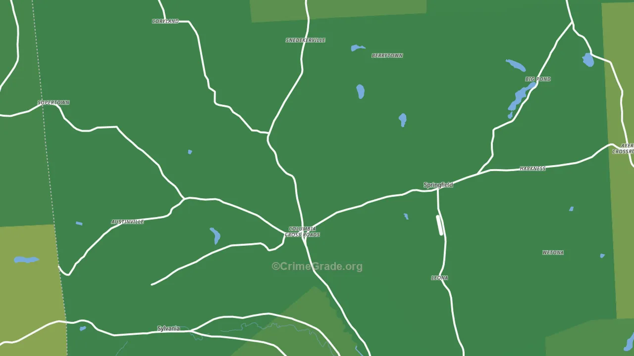 Columbia Cross Roads, PA Map of Vandalism Rates