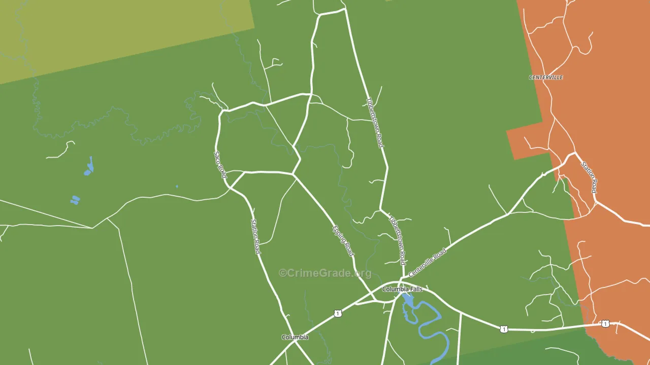 Columbia Falls, ME Map of Vandalism Rates