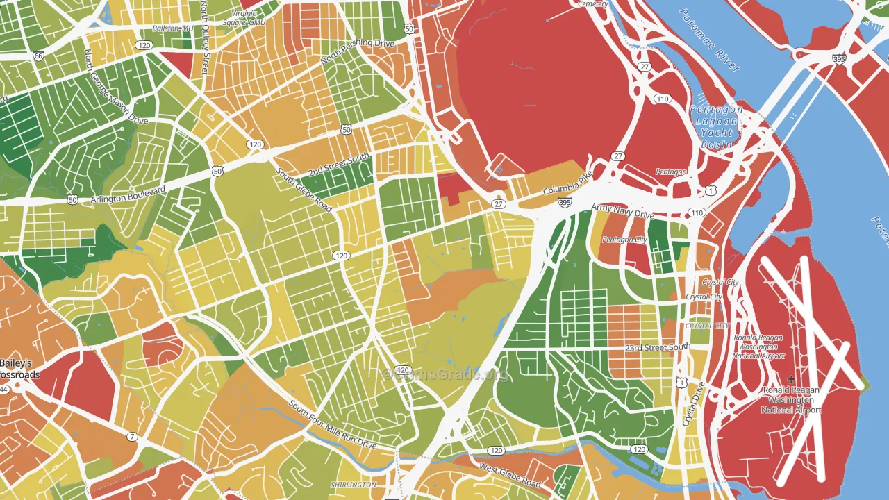 Columbia Heghts, Arlington, VA Map of Vandalism Rates