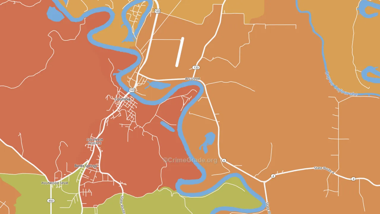 Columbia Heights, LA Map of Vandalism Rates