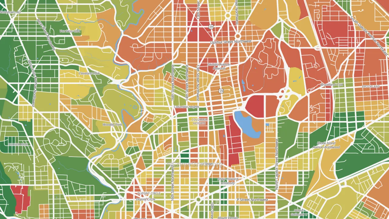 Columbia Heights, Washington, DC Map of Vandalism Rates