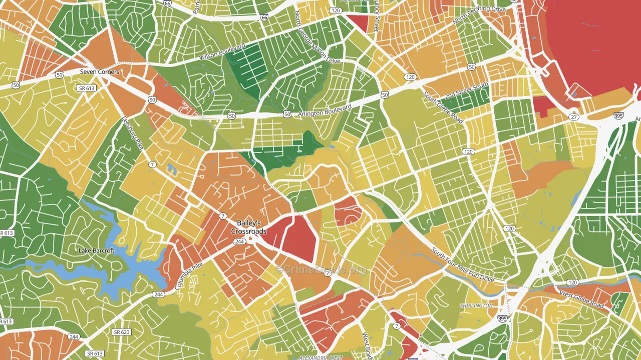 Columbia Heights West, Arlington, VA Map of Vandalism Rates