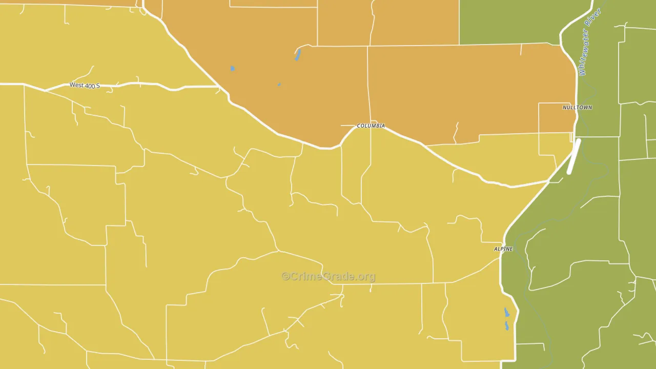 Columbia, IN Map of Vandalism Rates