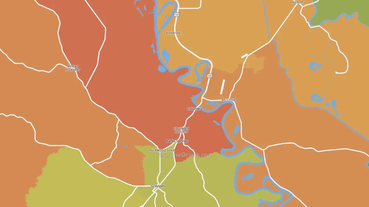 Columbia, LA Map of Vandalism Rates