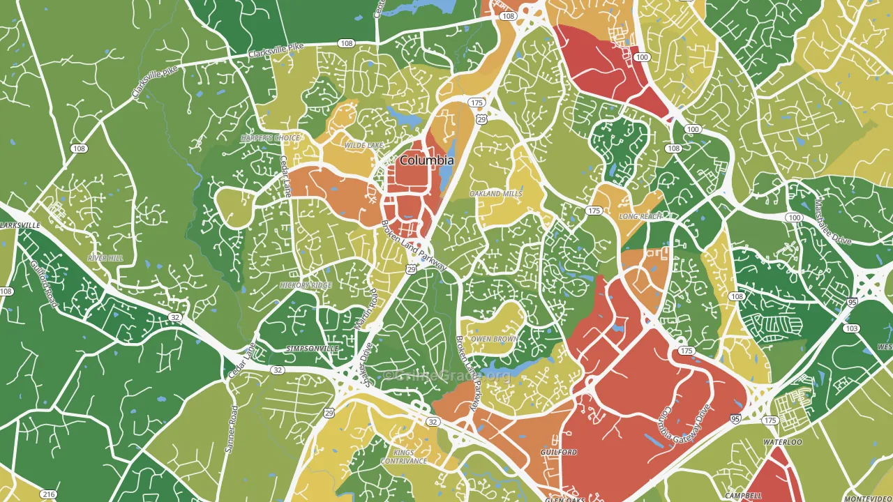 Columbia, MD Map of Vandalism Rates