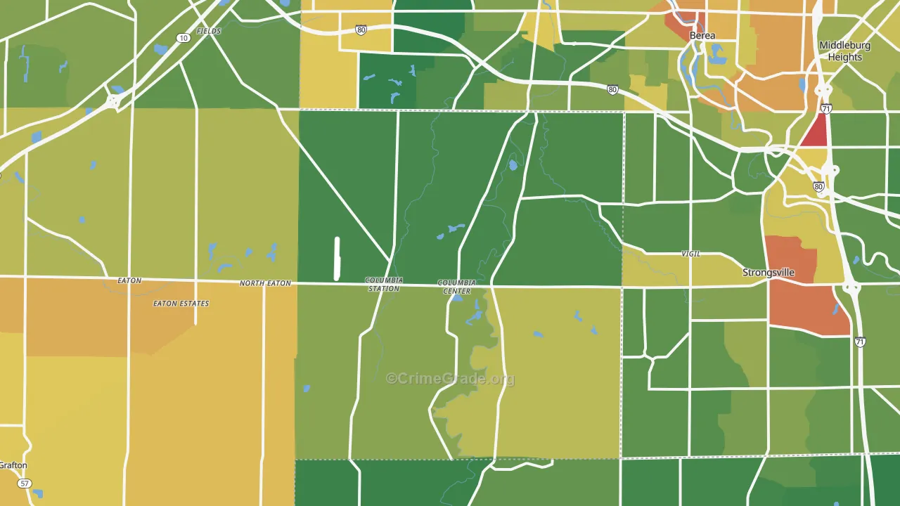Columbia Station, OH Map of Vandalism Rates