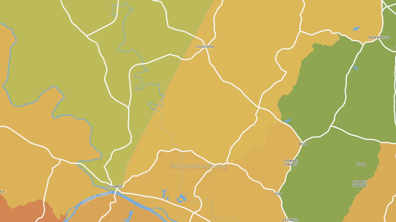 Columbia, VA Map of Vandalism Rates