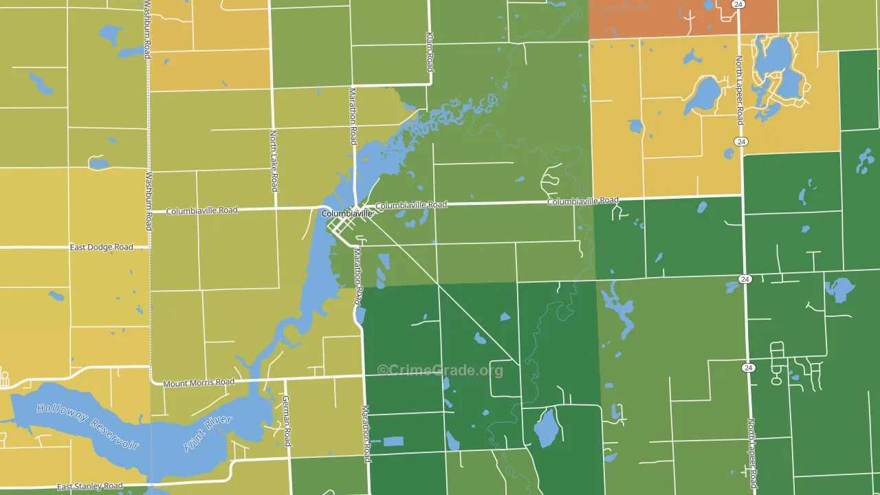 Columbiaville, MI Map of Vandalism Rates