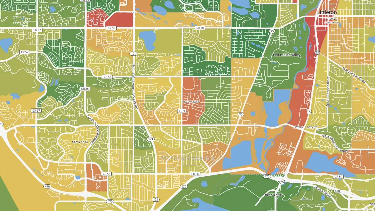 Columbine, CO Map of Vandalism Rates