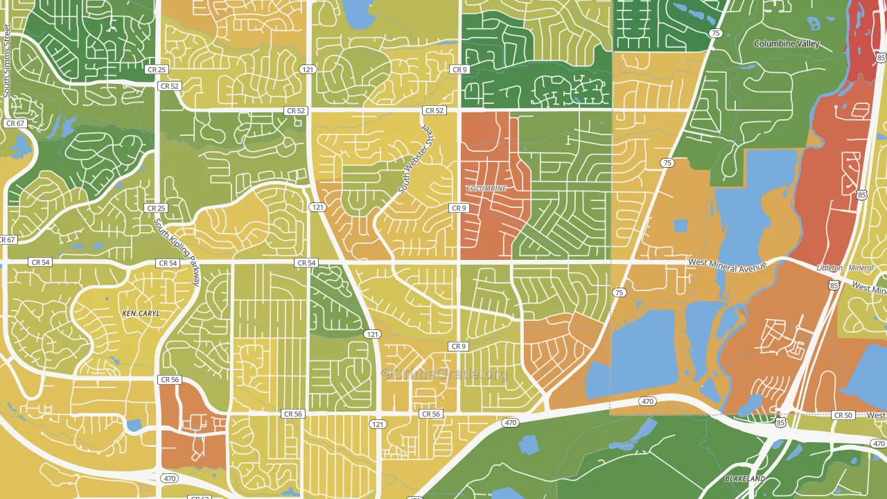 Columbine Knolls South, Columbine, CO Map of Vandalism Rates