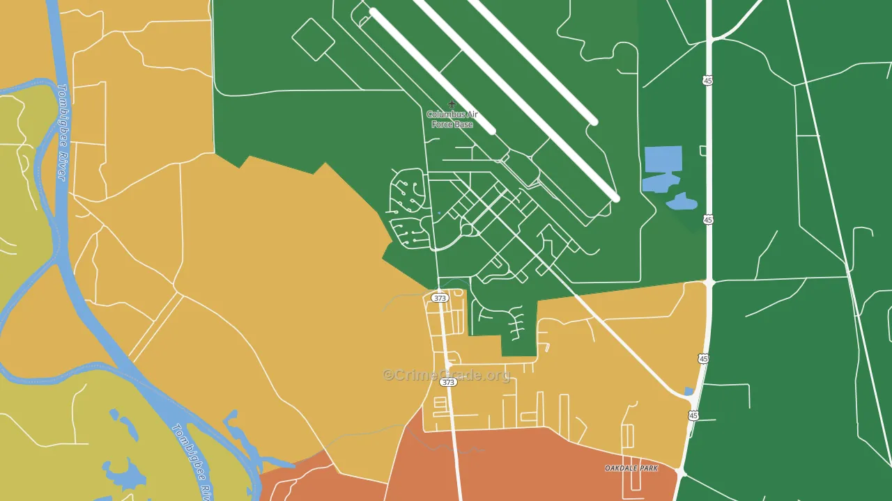 Columbus AFB, MS Map of Vandalism Rates