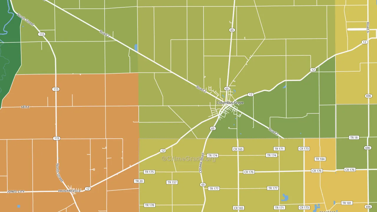 Columbus Grove, OH Map of Vandalism Rates