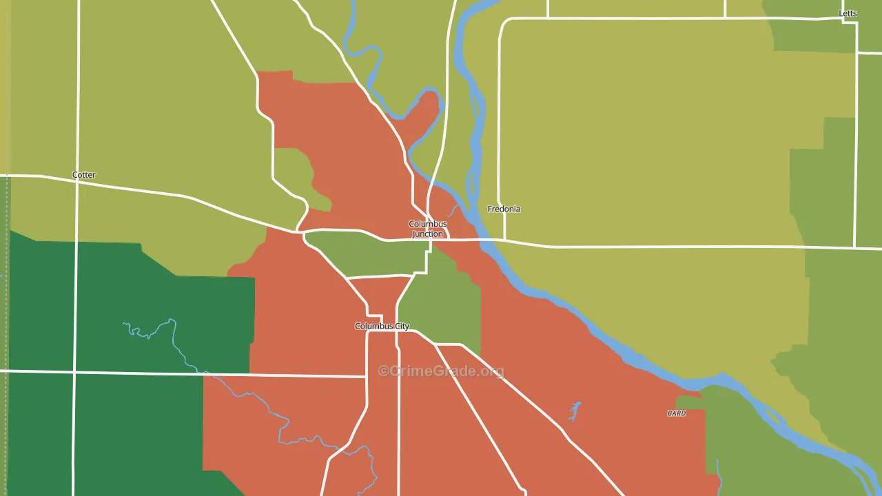 Columbus Junction, IA Map of Vandalism Rates