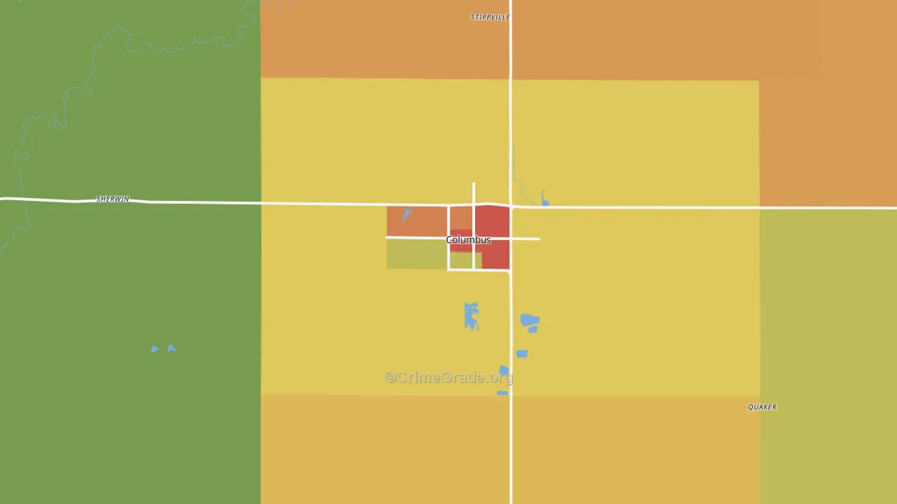 Columbus, KS Map of Vandalism Rates