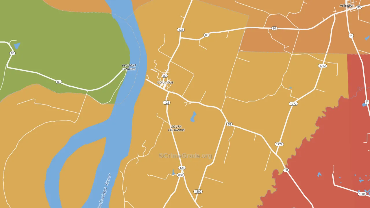 Columbus, KY Map of Vandalism Rates