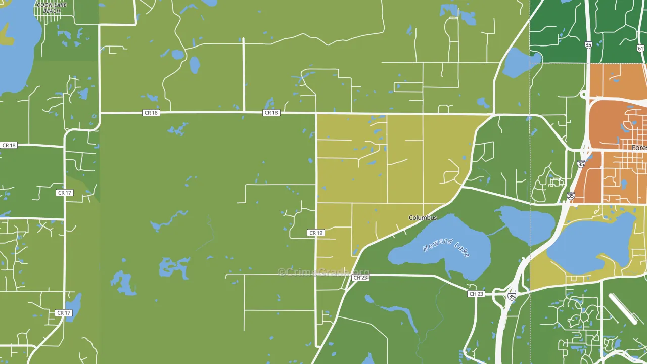 Columbus, MN Map of Vandalism Rates