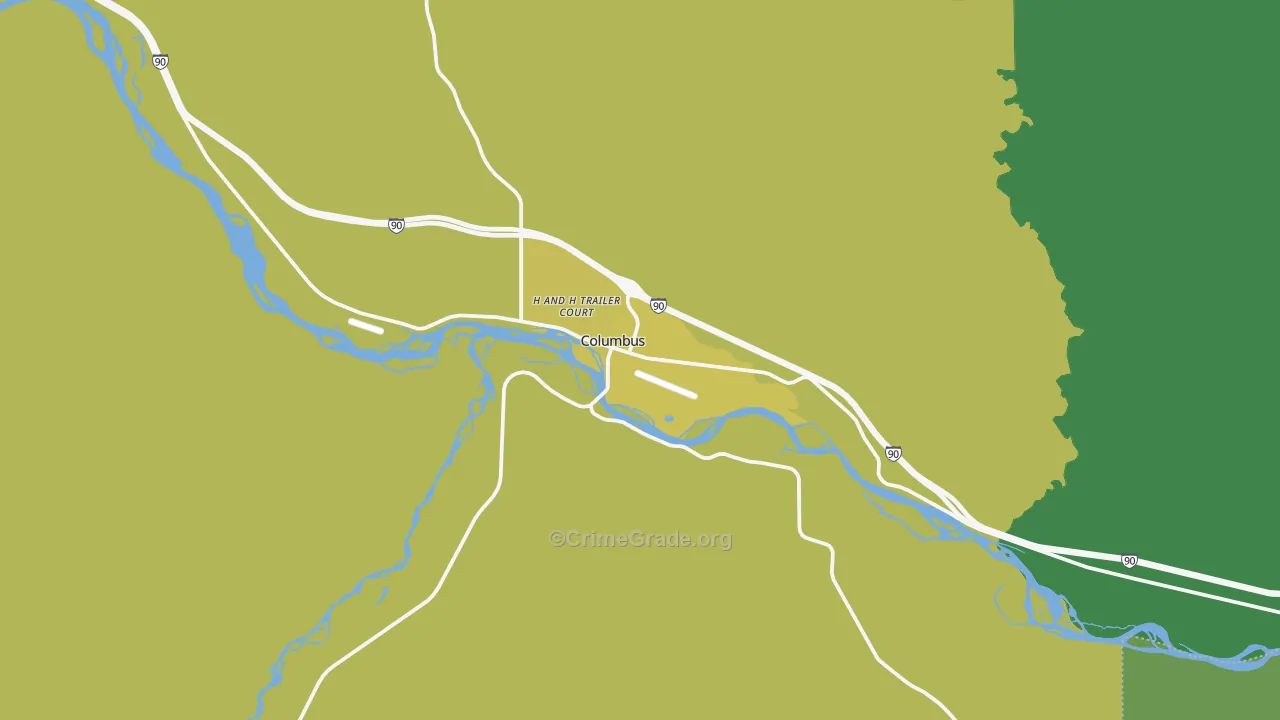 Columbus, MT Map of Vandalism Rates