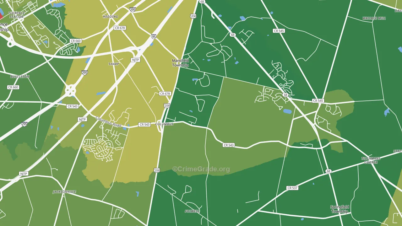 Columbus, NJ Map of Vandalism Rates