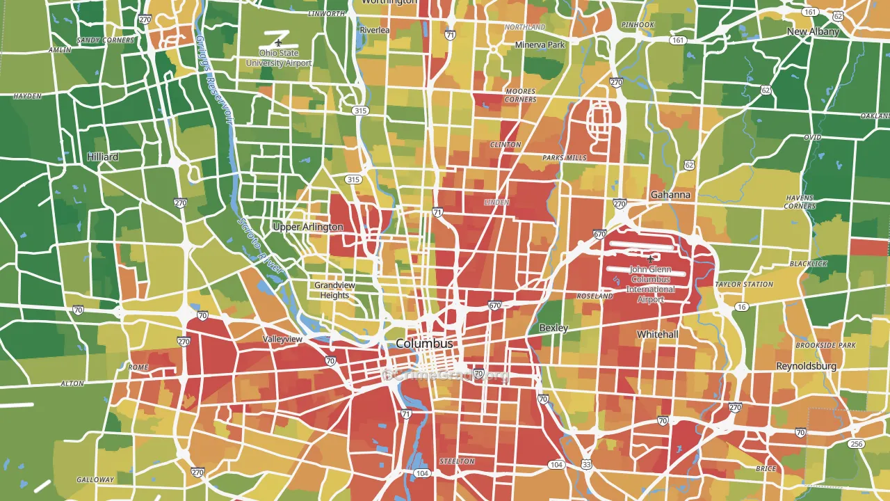 Columbus, OH Map of Vandalism Rates