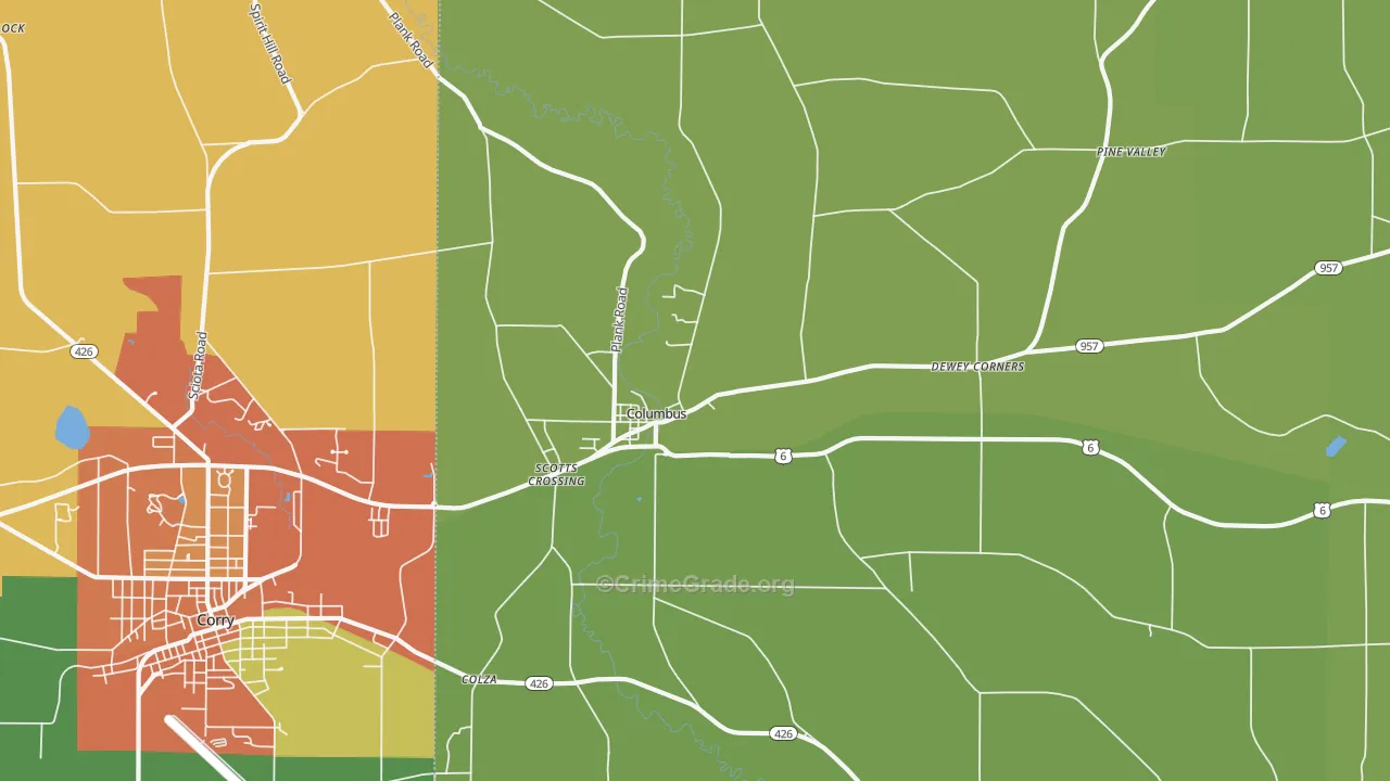 Columbus, PA Map of Vandalism Rates